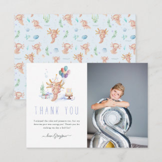 Cute Watercolor Axolotl Thank You Photo Card
