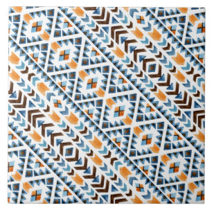 Cute watercolor aztec pattern ceramic tile