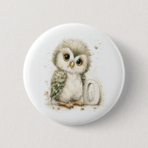 Cute Watercolor Baby Animals with Alphabet Letters Button