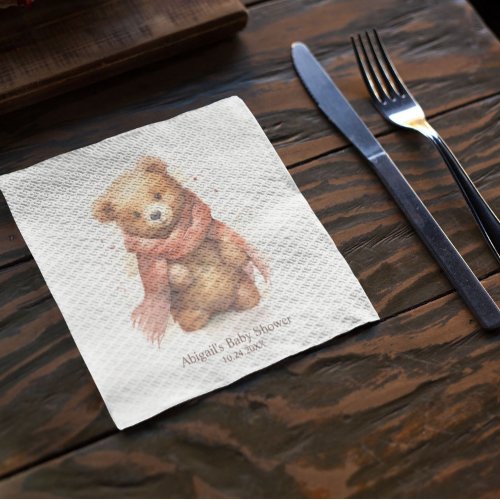 Cute Watercolor Baby Bear Baby Shower Napkins