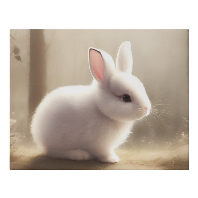 Cute watercolor baby bunny faux canvas print (Front)