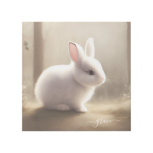 Cute watercolor baby bunny name gallery wrap