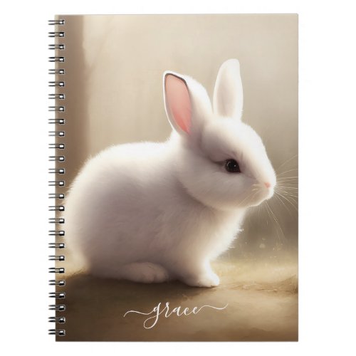 Cute watercolor baby bunny Notebook With Name