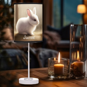 Cute watercolor baby bunny Table Lamp with Name