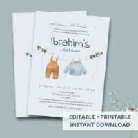 Cute Watercolor Baby Clothes Laundry Line Aqiqah