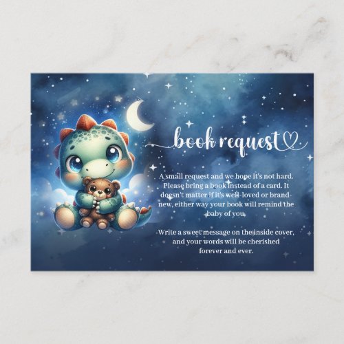 Cute watercolor baby dino and bear book request enclosure card