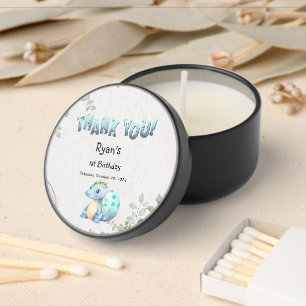 Cute Watercolor Baby Dinosaur 1st Birthday Mini Candle Favors