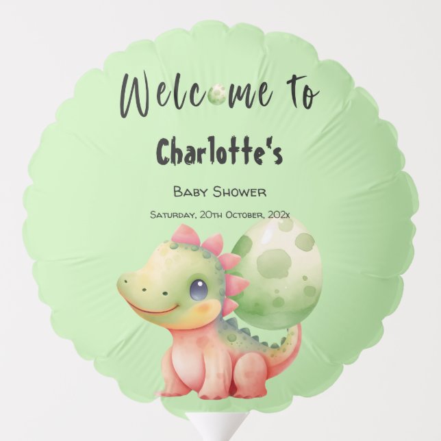 Cute Watercolor Baby Dinosaur Baby Shower Balloon (Back)