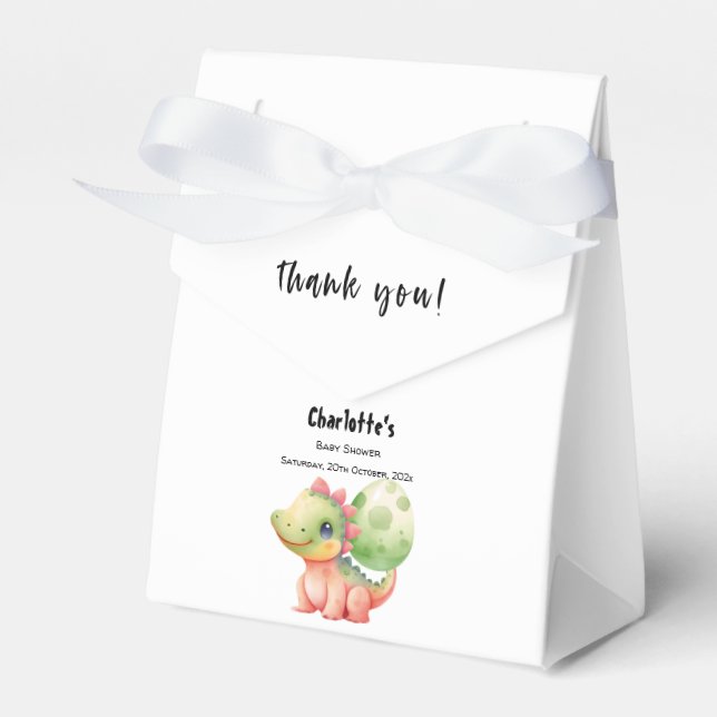 Cute Watercolor Baby Dinosaur Baby Shower Favor Boxes (Front Side)