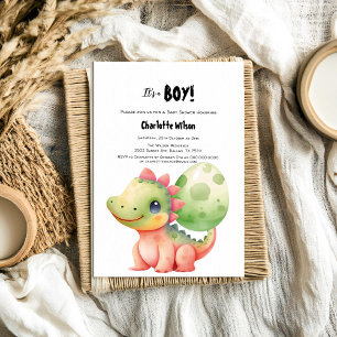 Cute Watercolor Baby Dinosaur Baby Shower Invitation