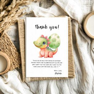 Cute Watercolor Baby Dinosaur Baby Shower Thank You Card