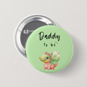 Cute Watercolor Baby Dinosaur Daddy-to-be Button