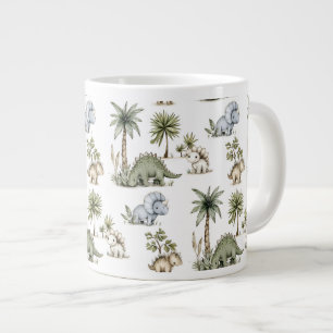 Cute Watercolor Baby Dinosaurs Giant Coffee Mug