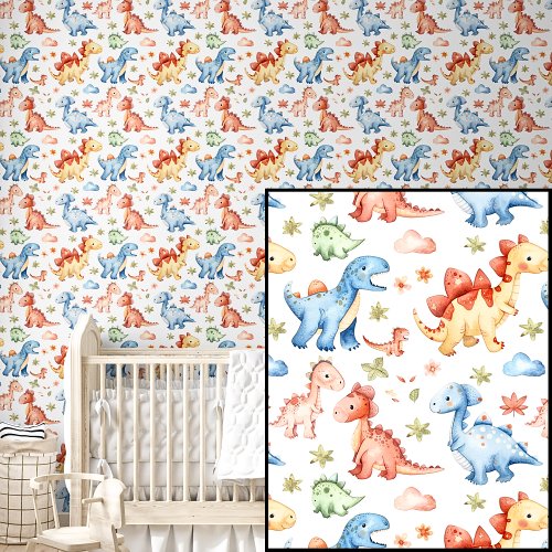 Cute Watercolor Baby Dinosaurs  Wallpaper