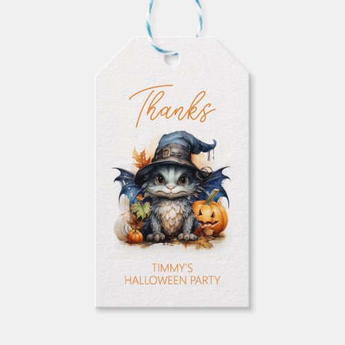 Cute Watercolor Baby Dragon Halloween Party Favor  Gift Tags