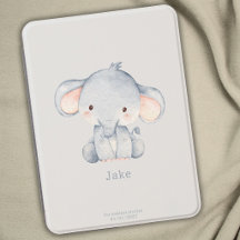 Cute Watercolor Baby Elephant and Name