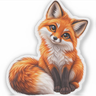 Cute Watercolor Baby Fox Die-Cut Vinyl Sticker
