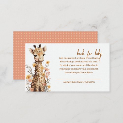 Cute Watercolor Baby Giraffe Book for Baby Enclosure Card