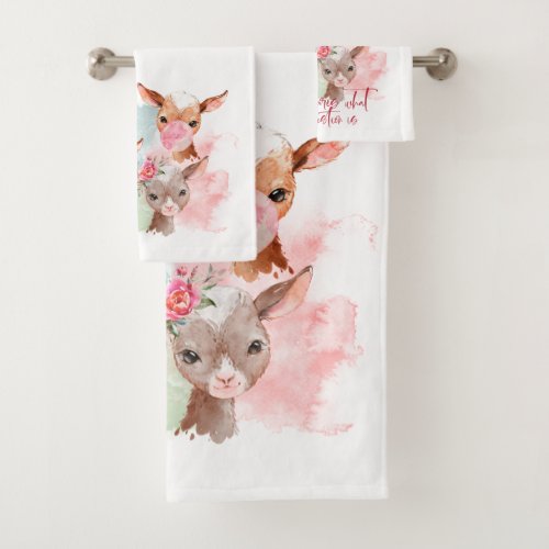 Cute Watercolor Baby Goats _ The Answer is Goats Bath Towel Set