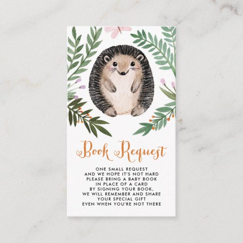 Cute Watercolor Baby Hedgehog Book Request Enclosure Card