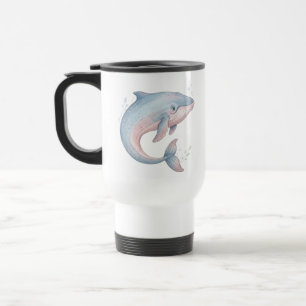 Cute Watercolor Baby Humpback Whale Pastel Nursery Travel Mug