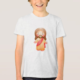 Cute Watercolor Baby Jesus Christ Illustration Tri-Blend Shirt