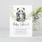 Cute Watercolor Baby Panda Greenery Baby Shower Invitation (Standing Front)