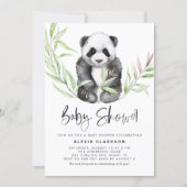 Cute Watercolor Baby Panda Greenery Baby Shower Invitation (Front)