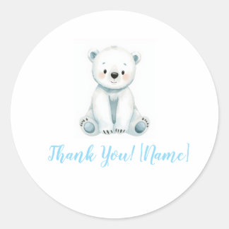 Cute Watercolor Baby Polar Bear Thank You Favor St Classic Round Sticker