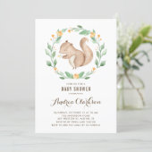 Cute Watercolor Baby Squirrel Woodland Baby Shower Invitation (Standing Front)