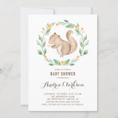 Cute Watercolor Baby Squirrel Woodland Baby Shower Invitation (Front)