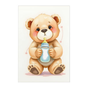 Cute Watercolor Baby Teddy Bear Illustration  Acrylic Print