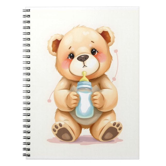 Cute Watercolor Baby Teddy Bear Illustration  Notebook (Front)