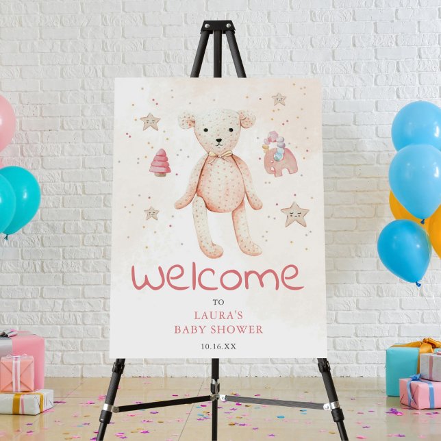 Cute Watercolor Baby Toys Teddy Bear Welcome  Foam Board (Creator Uploaded)