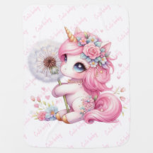 Cute watercolor baby unicorn & dandelian flower4
