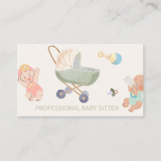 Cute Watercolor Babysitter Business Card