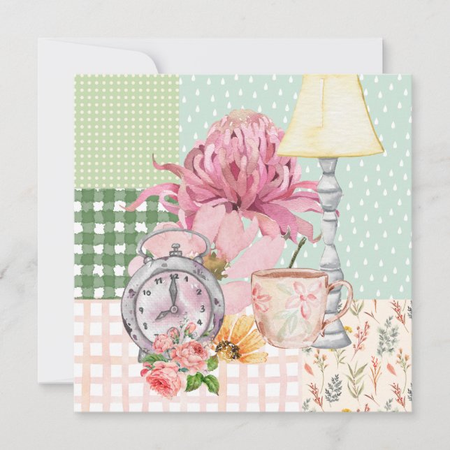 Cute watercolor background botanical Blue (Front)