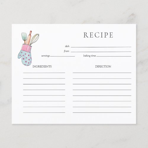 Cute watercolor baking Recipe card