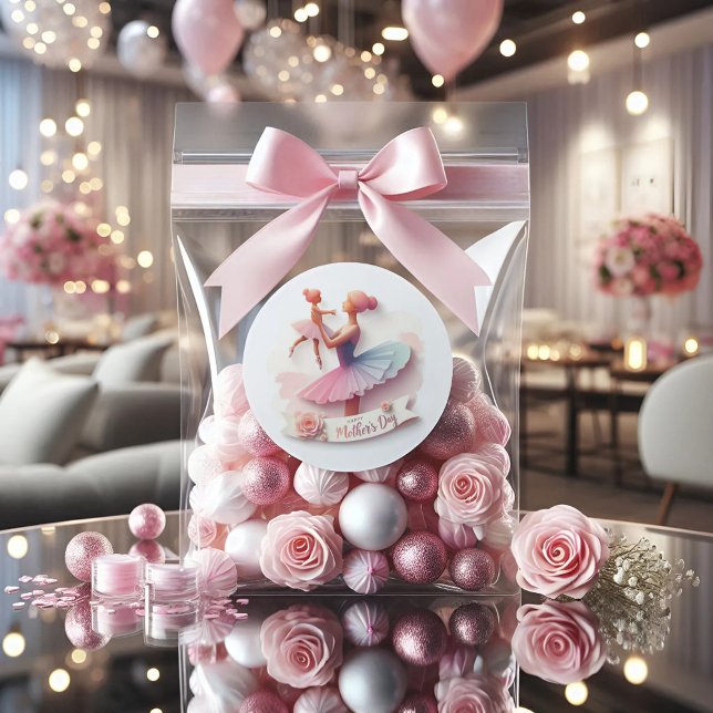 Cute Watercolor Ballerina Mom Round Sticker (Creator Uploaded)