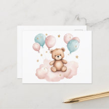 Cute Watercolor Balloon Teddy Bear