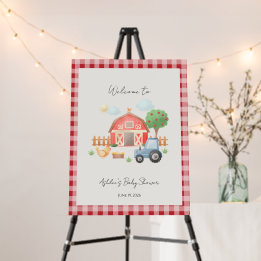 Cute Watercolor Barn Farm Animals Baby Shower  Foam Board