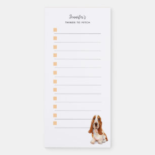 Cute Watercolor Basset Hound shopping list  Magnetic Notepad