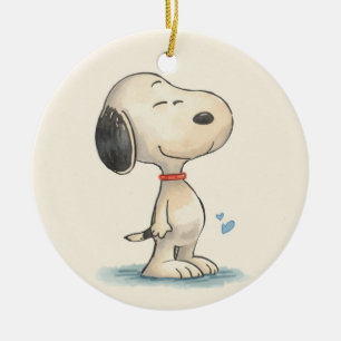 Cute Watercolor Beagle Dog Illustration Ceramic Ornament