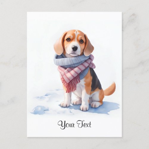 Cute Watercolor Beagle Puppy Dog Personized Postcard
