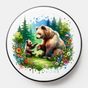 Cute Watercolor Bear and Cub PopSocket