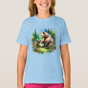 Cute Watercolor Bear and Cub T-Shirt