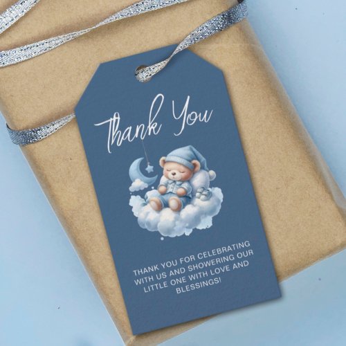 Cute watercolor bear baby shower thank you gift tags
