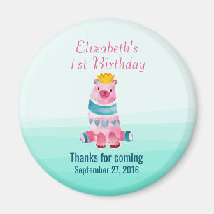 Cute Watercolor Bear Birthday Thank You Magnet