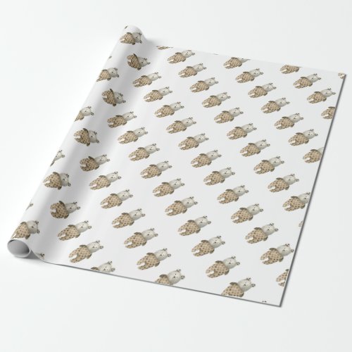 Cute Watercolor Bear Boho Baby Shower Wrapping Paper