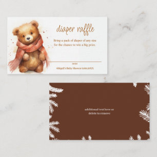 Cute Watercolor Bear Diaper Raffle Baby Shower Enclosure Card